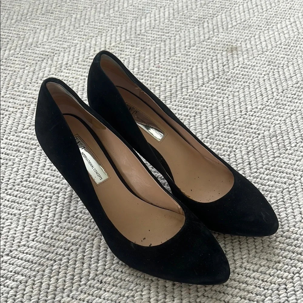 INC International Concepts Black Suede Heels